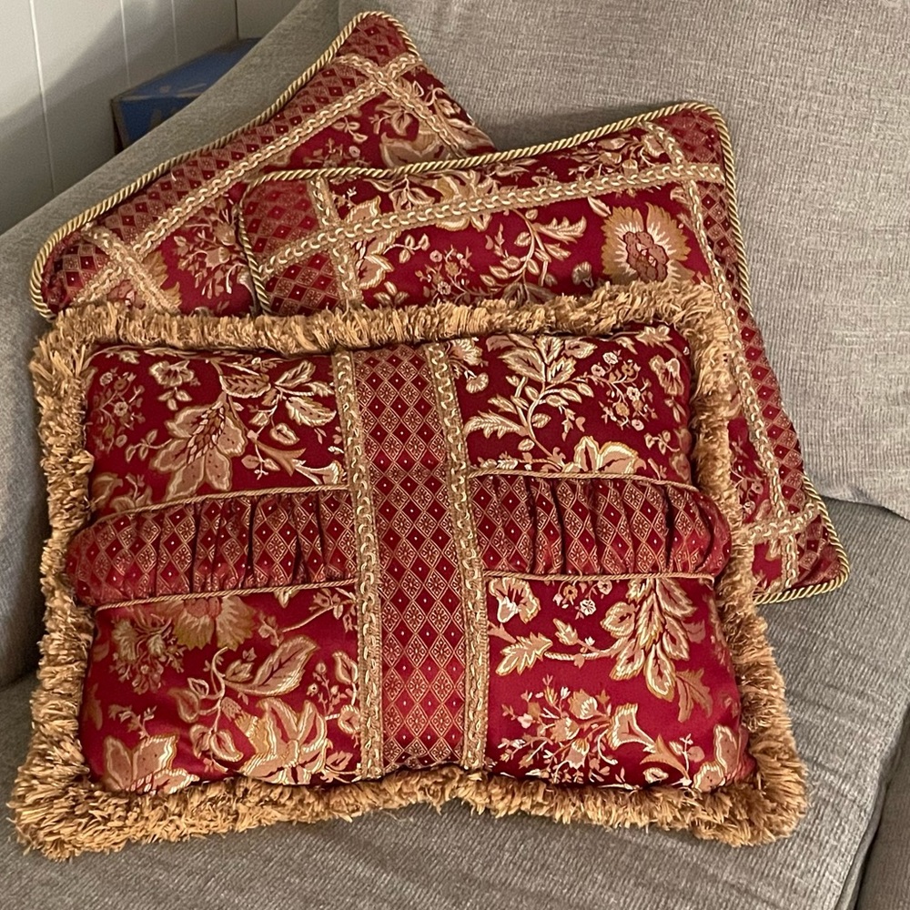 Set of 3 Elegant Floral Print Throw Pillows.